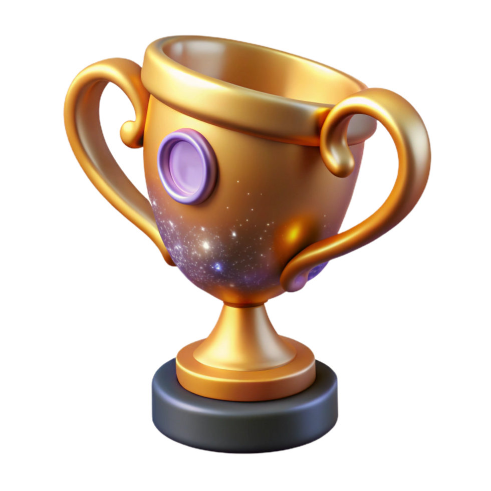 impressive abstract Golden Trophy Cutout on Transparent Background png