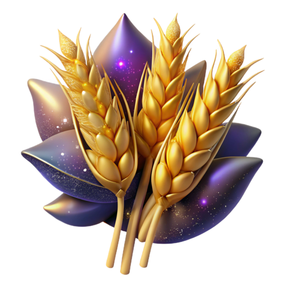dramatic abstract Golden Wheat Stalks Tied Together Cutout professional png