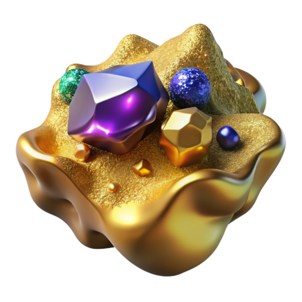dramatic abstract Gold Nugget Rough Cutout Element png