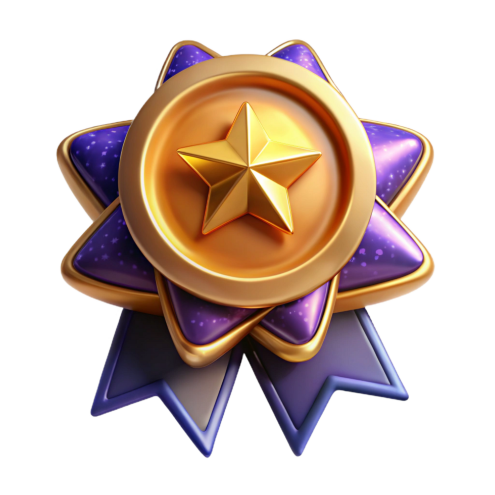 wonderful rustic Gold Star Badge with Ribbon Cutout authentic png