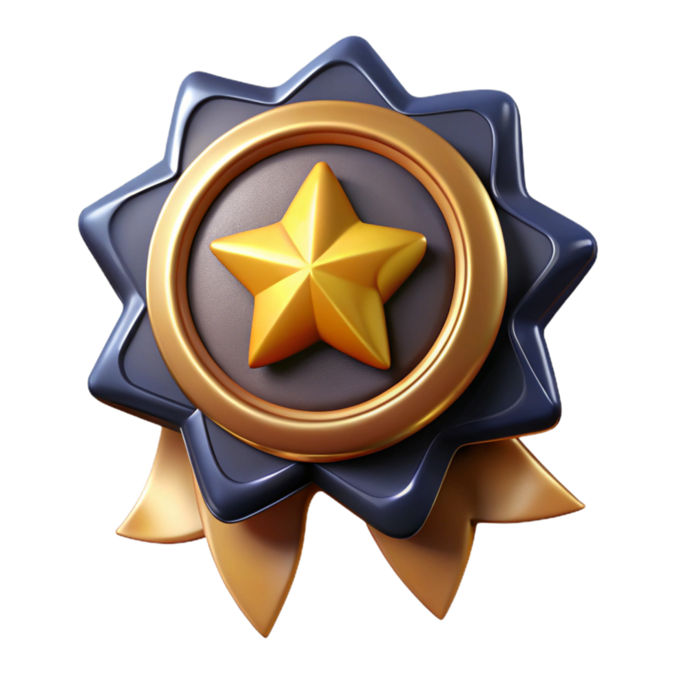 magnificent abstract Gold Star Badge with Ribbon Cutout original png
