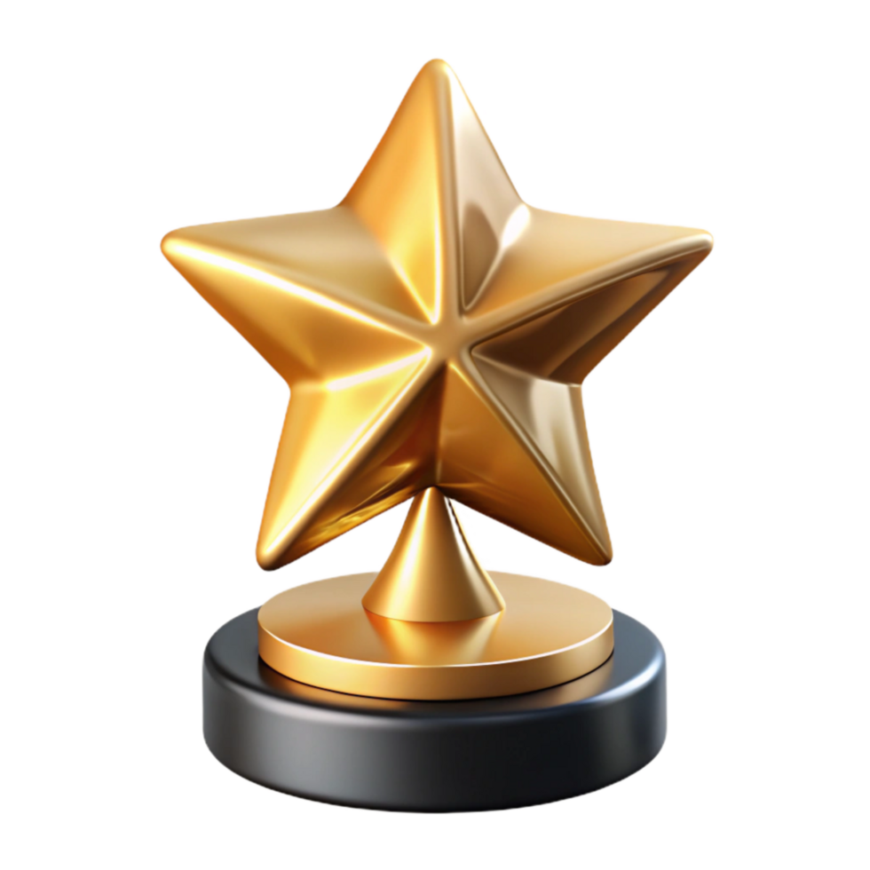 impressive rustic Gold Star Trophy Side View Transparent Element high resolution png
