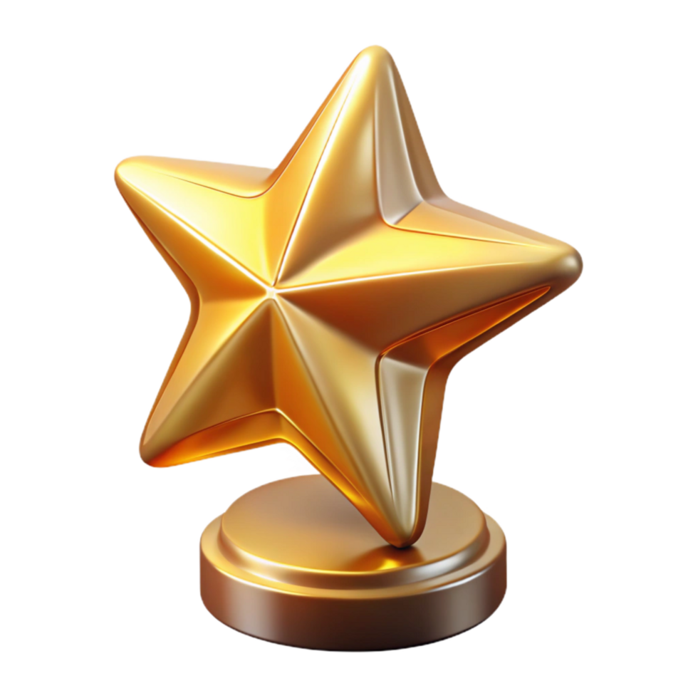 magnificent artistic Gold Star Trophy Side View Transparent Element png