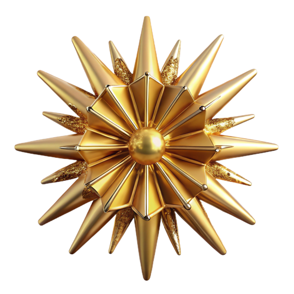 elegant artistic Gold Starburst with Sparkle Effect Cutout authentic png