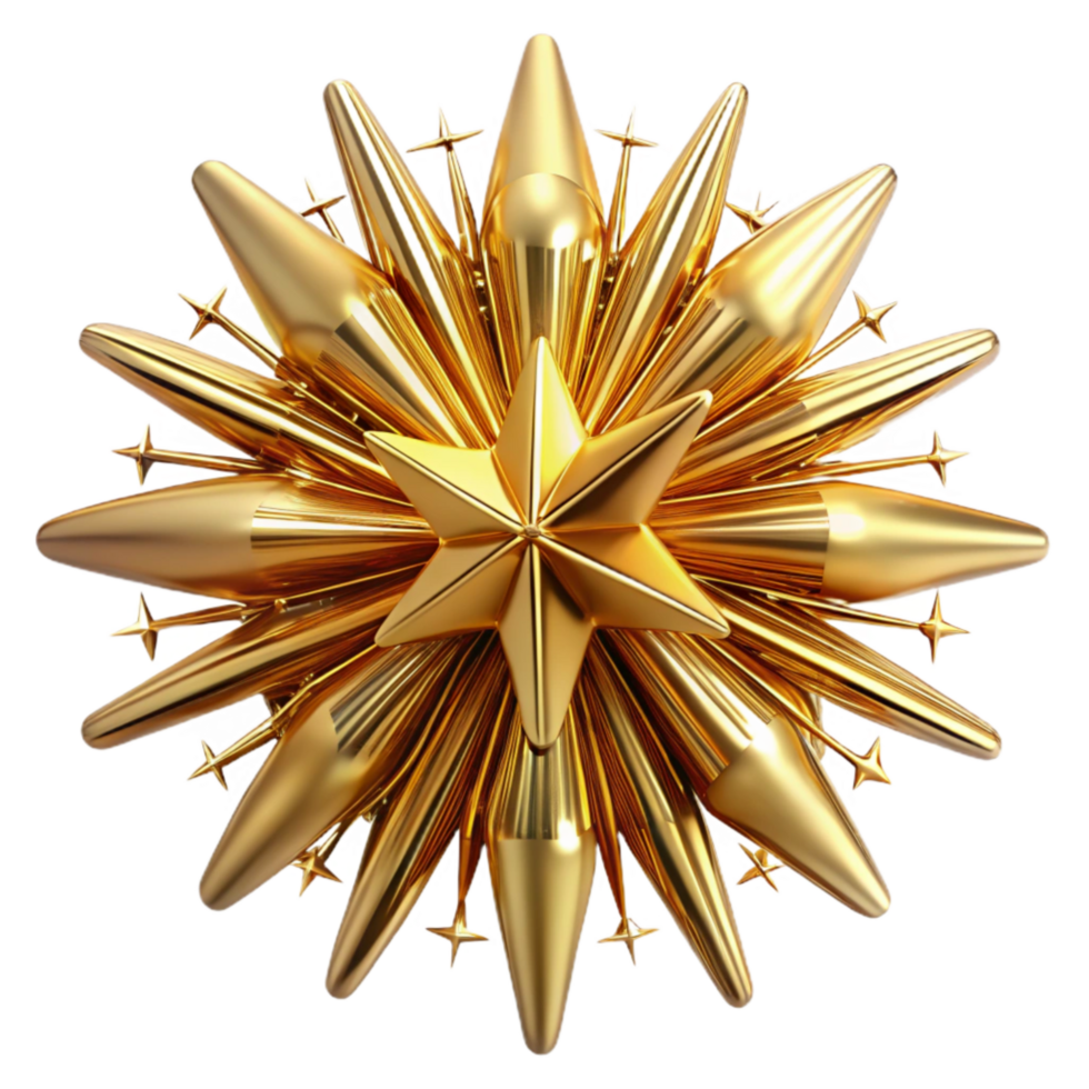 impressive abstract Gold Starburst Isolated with Sparkling Effect original png