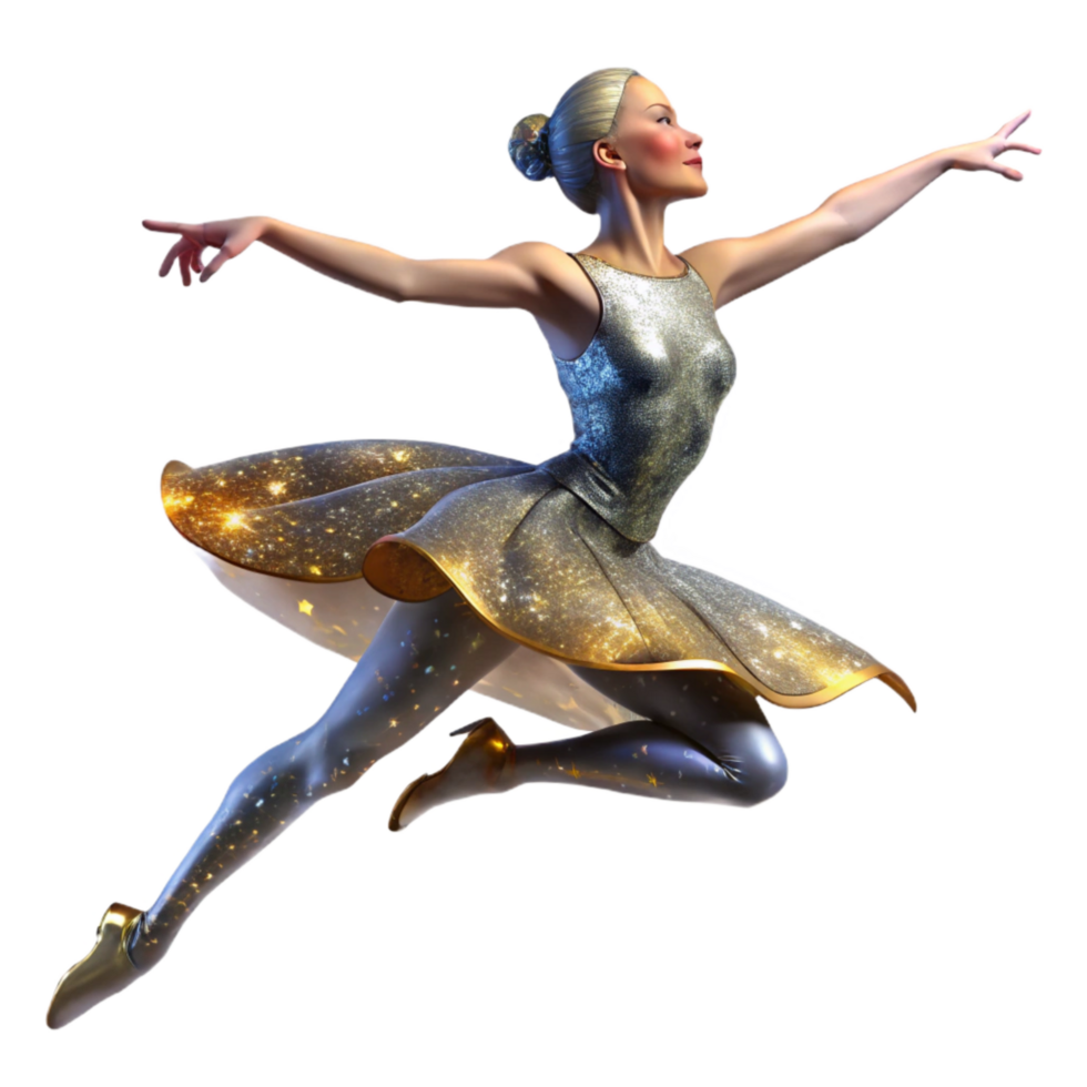 magnificent rustic Graceful Ballerina Leap Isolated with Soft Lighting detailed png