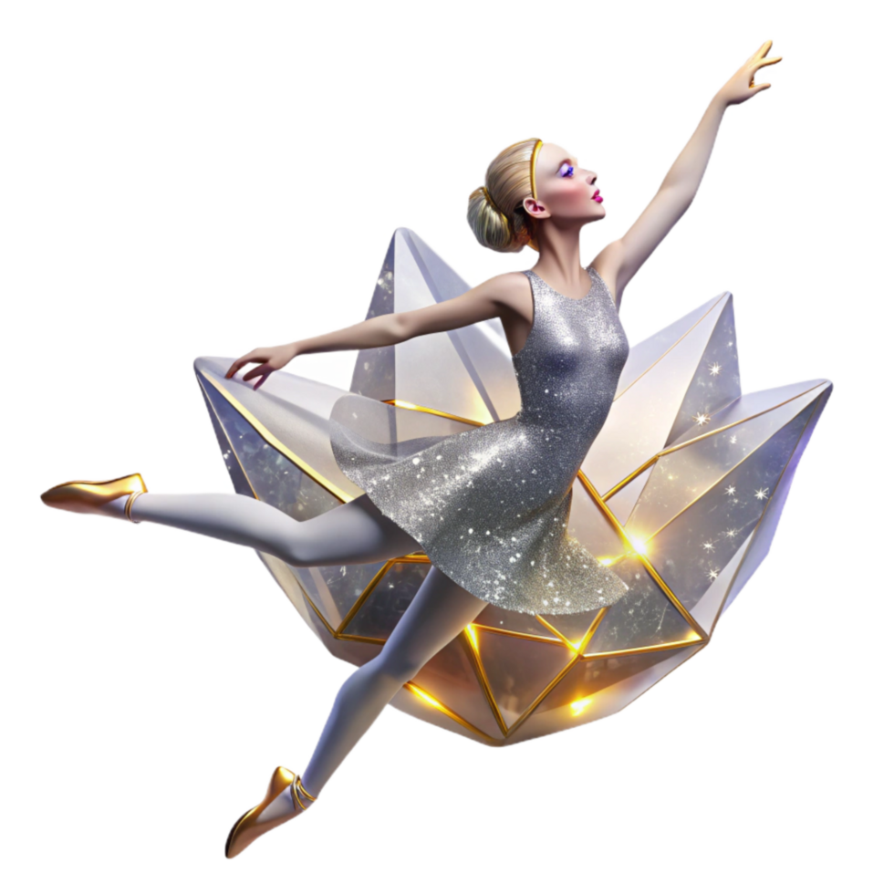 elegant contemporary Graceful Ballerina Leap Isolated with Soft Lighting high quality png