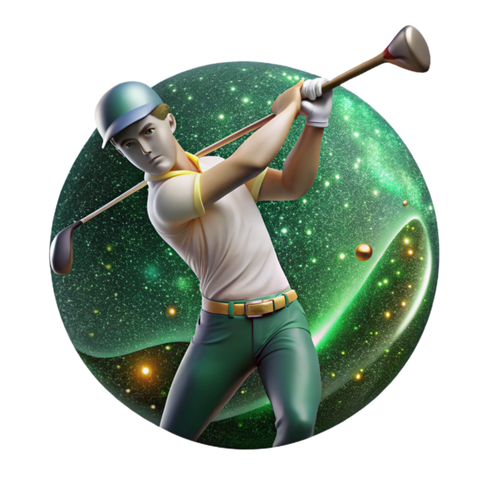 vibrant minimalist Golfer Swinging Club Side View Cutout with Green Background high resolution png