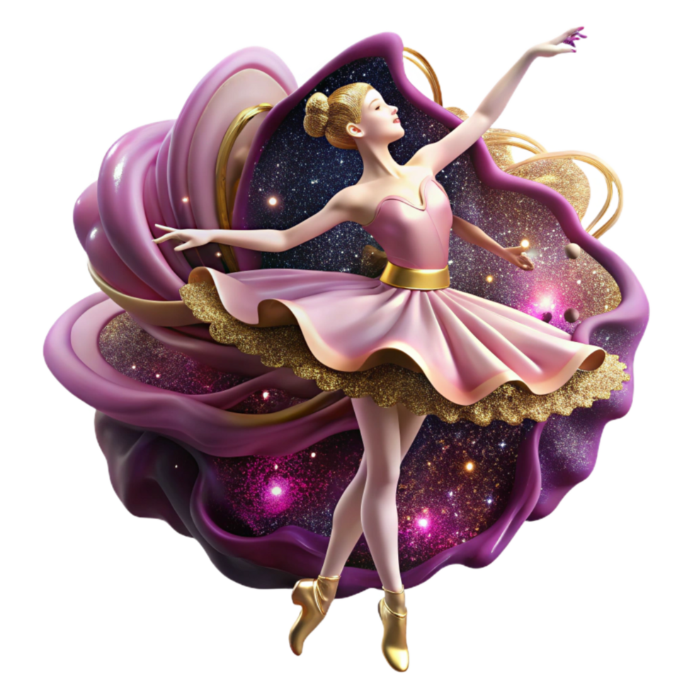 dramatic vintage Graceful Ballerina in Pink Cutout with Dramatic Shadows detailed png