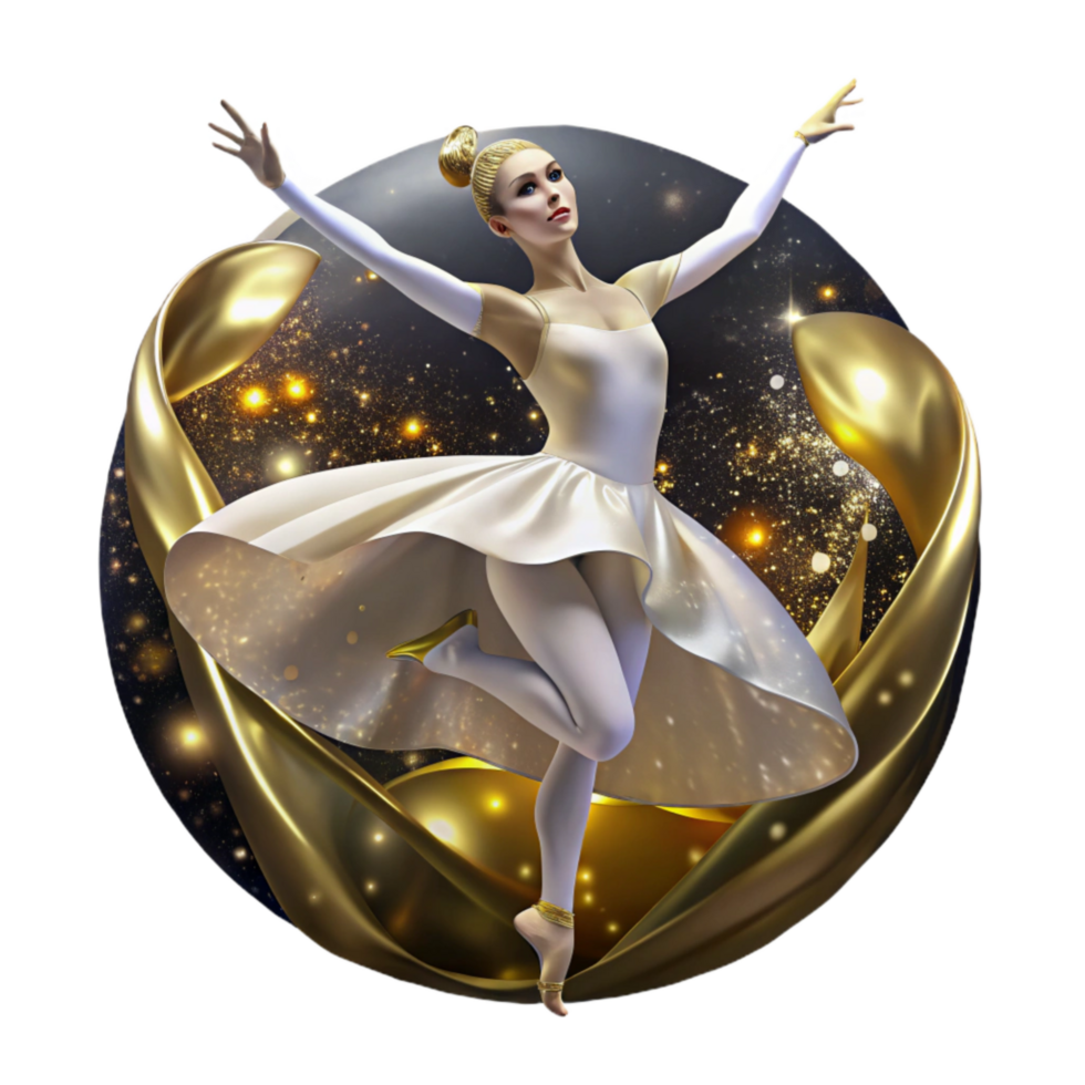serene vintage Graceful Ballerina in White Isolated with Dramatic Backlighting high resolution png