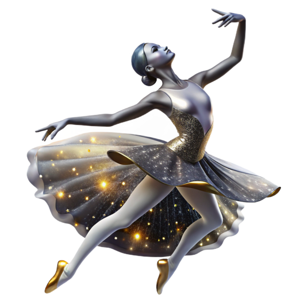 impressive classic Graceful Ballet Dancer Pose Isolated with Dramatic Shadows genuine png