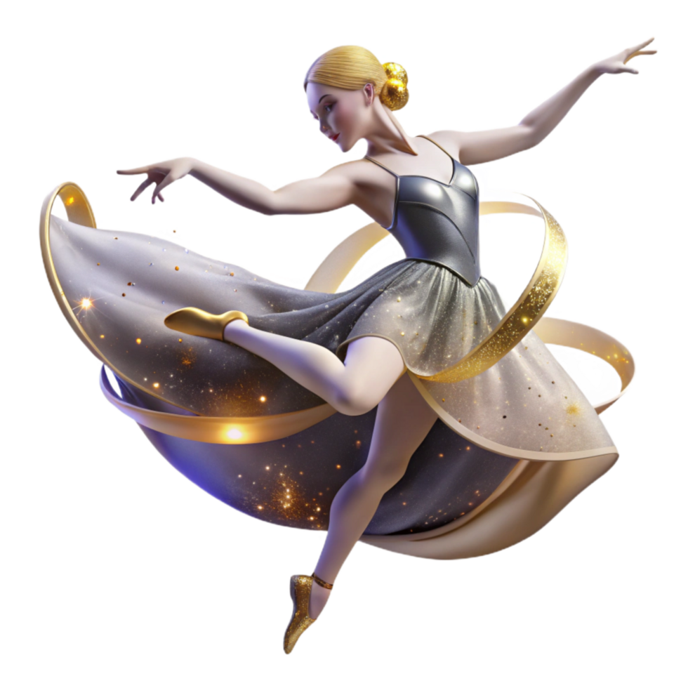 stunning classic Graceful Ballet Dancer Spin Transparent Background with Dramatic Shadows high resolution png