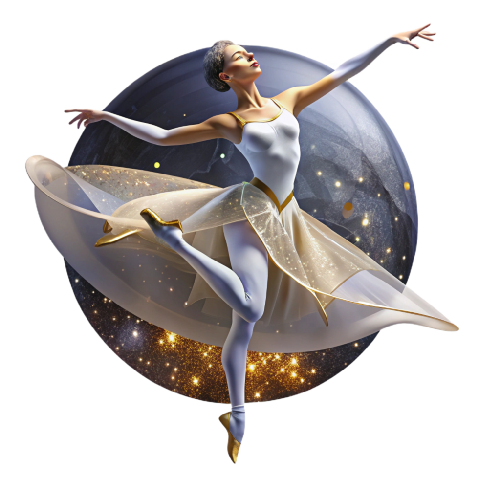 extraordinary contemporary Graceful Ballet Dancer Spin Transparent Background with Dramatic Shadows detailed png