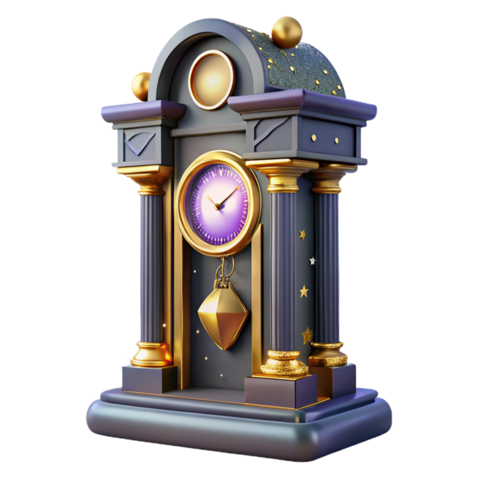 vibrant rustic Grandfather Clock with Roman Numerals Isolated professional png