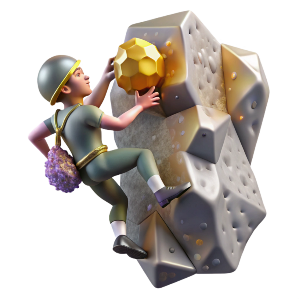 serene rustic Gray Rock Climber Ascending Cliff Face Cutout professional png