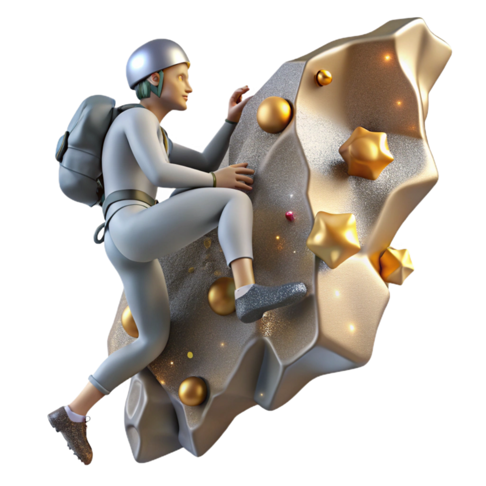 impressive traditional Gray Rock Climber Ascending Cliff Face Cutout genuine png