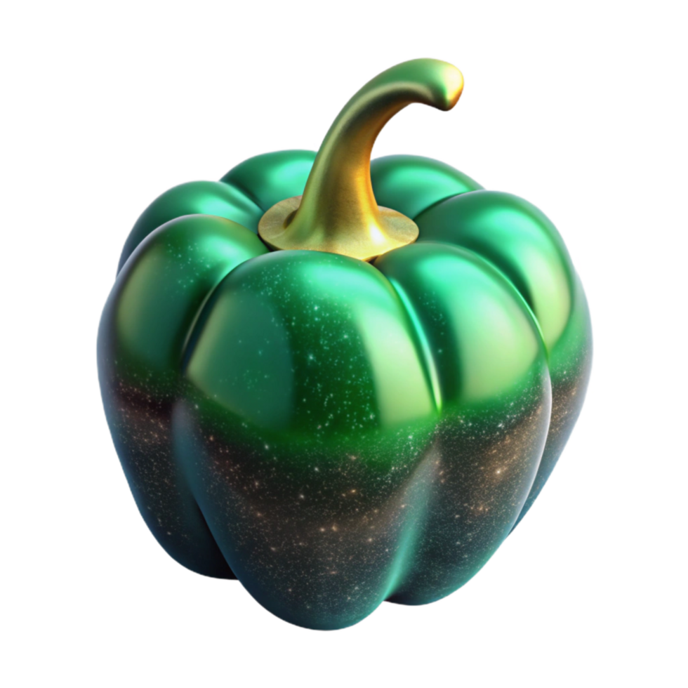 vibrant rustic Green Bell Pepper Side Angle Transparent Background genuine png