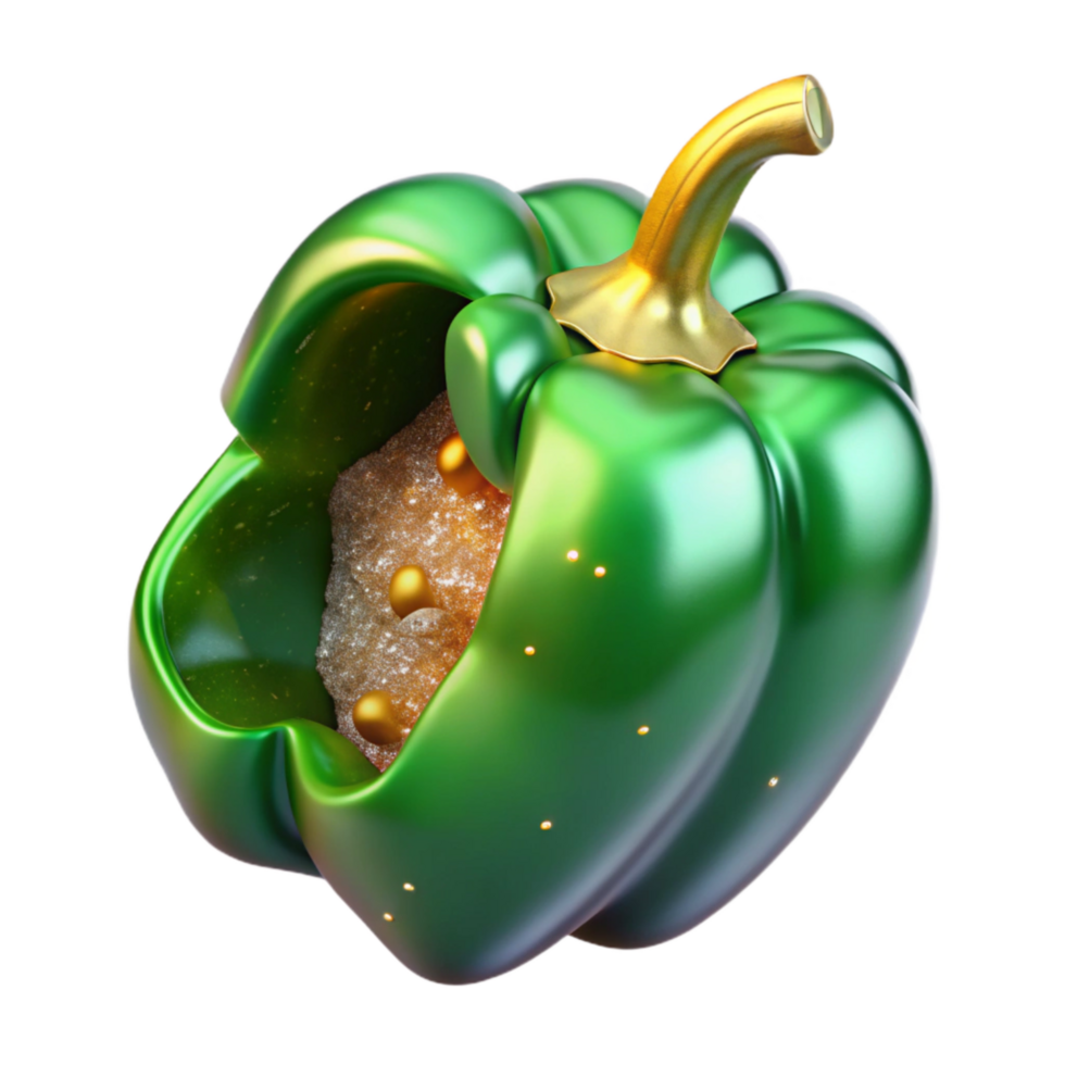magnificent classic Green Bell Pepper Cut in Half Transparent professional png