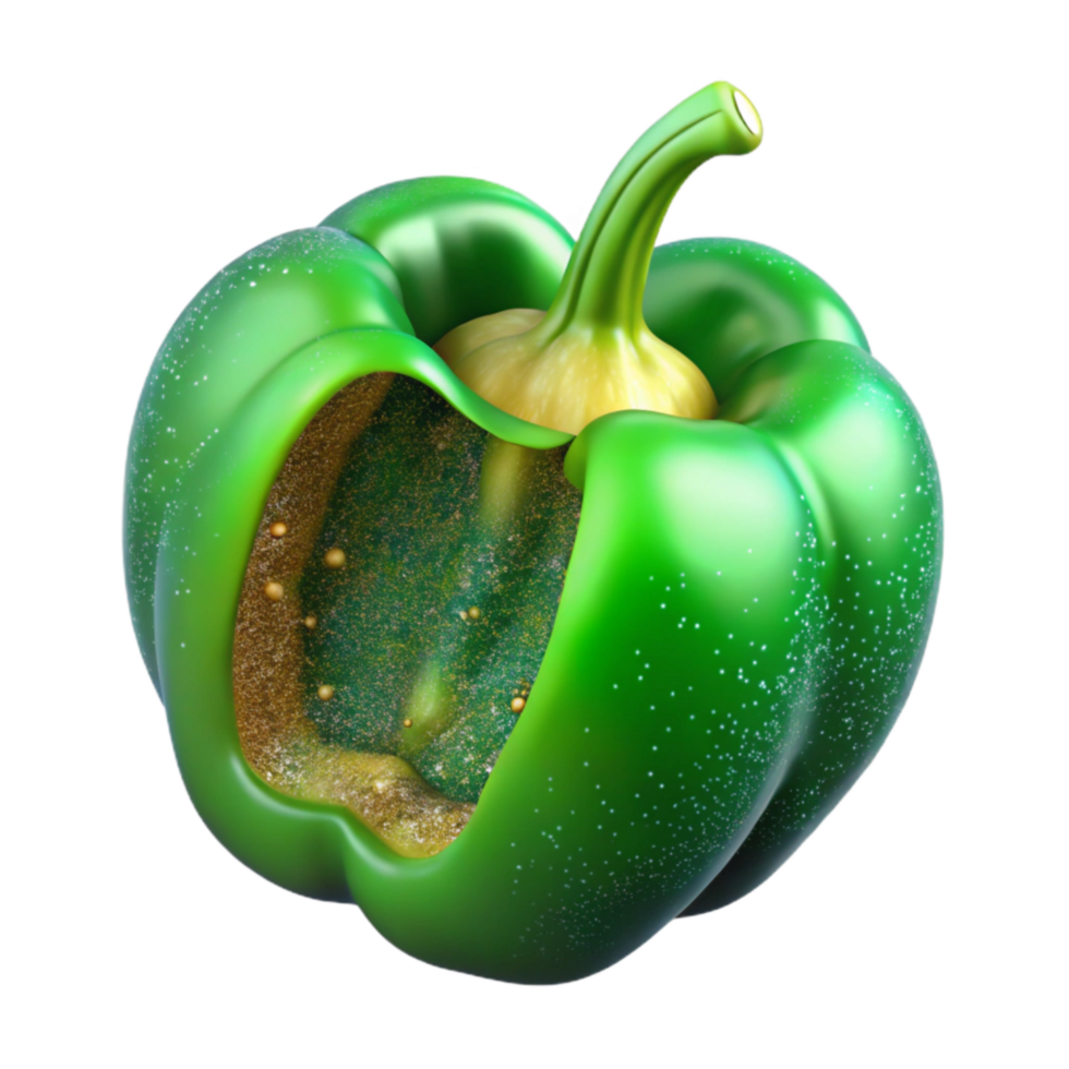 dramatic modern Green Bell Pepper Cut in Half Transparent original png