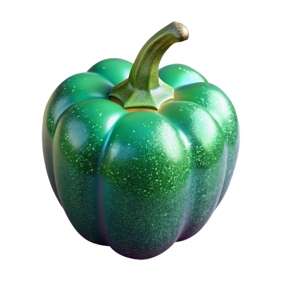 elegant vintage Green Bell Pepper Side Angle Transparent Background png