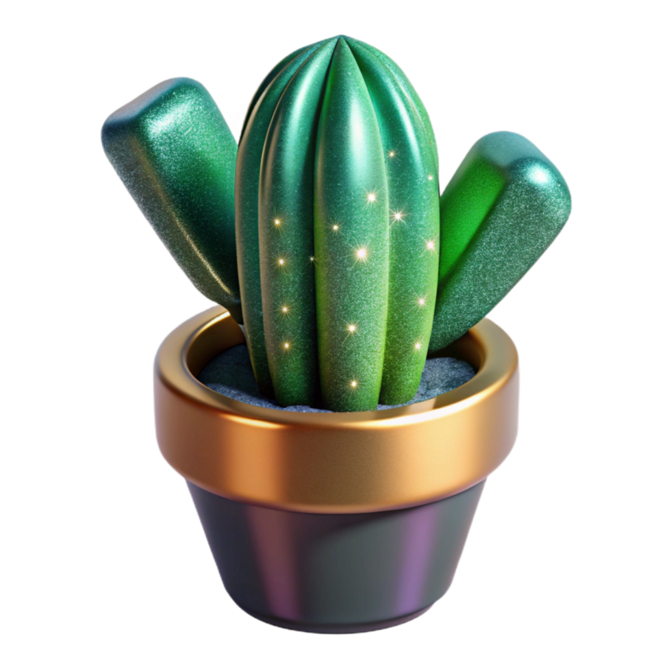 extraordinary minimalist Green Cactus in Pot Cutout Transparent Background premium png