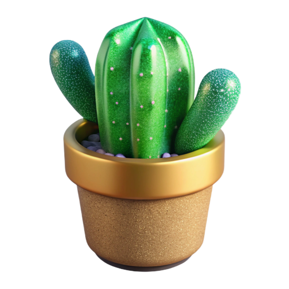 beautiful abstract Green Cactus in Pot Cutout Transparent Background professional png
