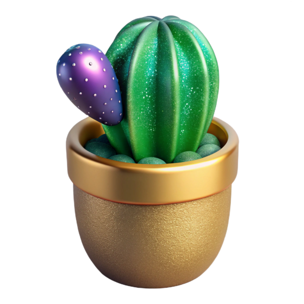 extraordinary vintage Green Cactus in Pot Cutout Transparent Background high quality png