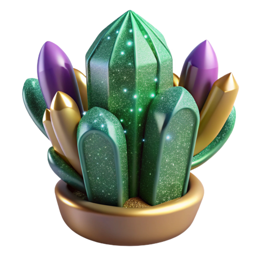 vibrant modern Green Cactus Isometric View Cutout with Spines premium png
