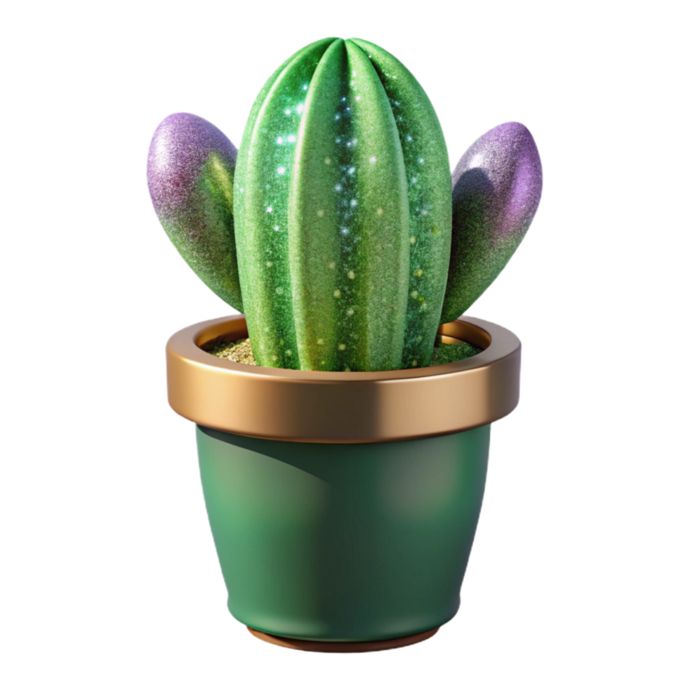 magnificent rustic Green Cactus Potted Plant Front View Transparent Background high resolution png