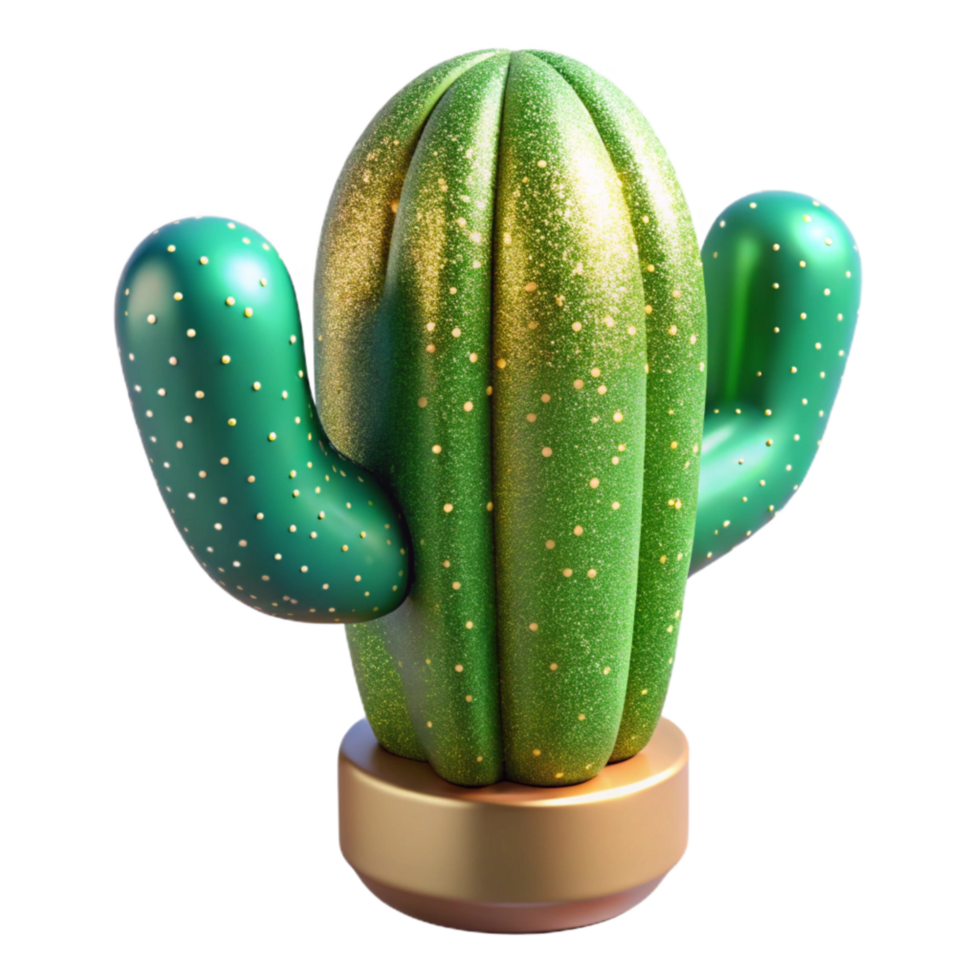 vibrant classic Green Cactus Plant Side View Isolated Element authentic png