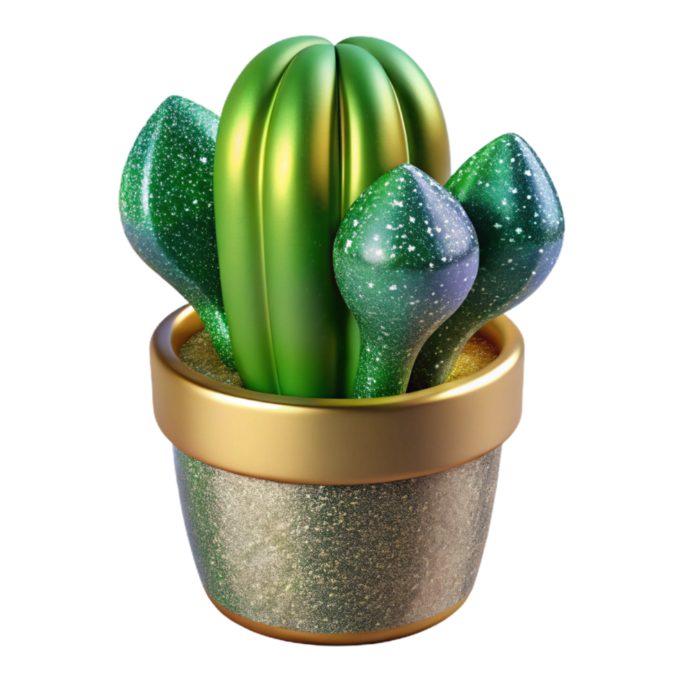 stunning artistic Green Cactus Potted Cutout high resolution png