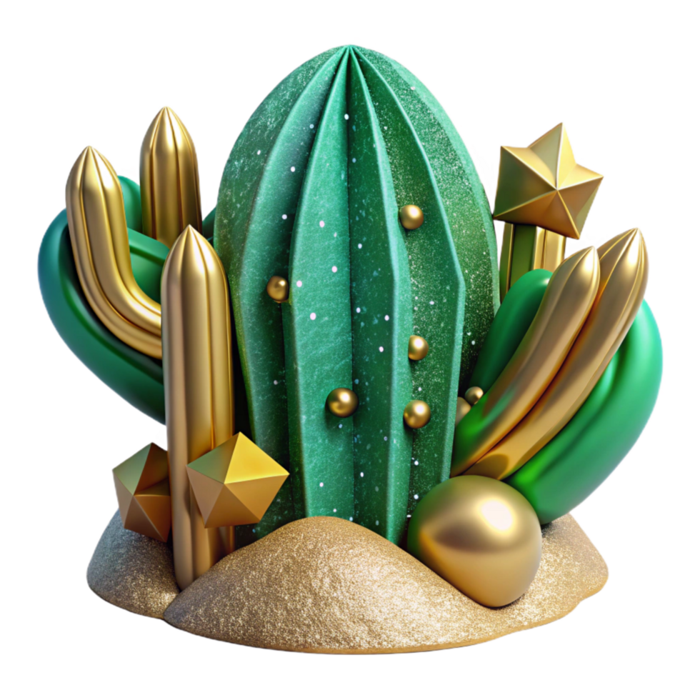 impressive classic Green Cactus Spiky Cutout premium png