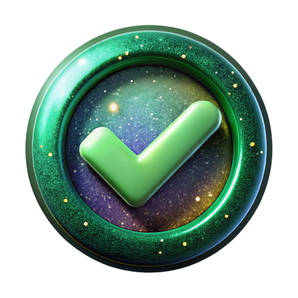 serene contemporary Green Checkmark Circle Icon Transparent Background premium png