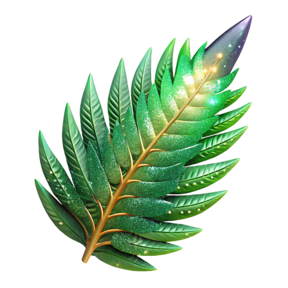serene artistic Green Fern Frond Close Up Transparent Background genuine png