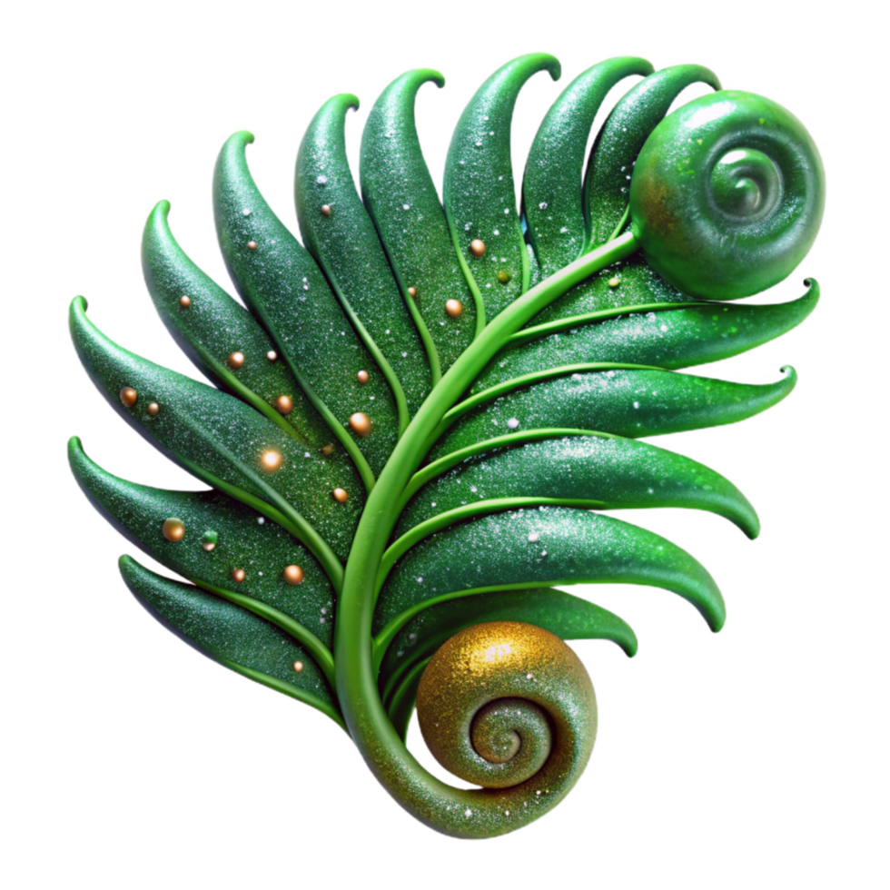 extraordinary rustic Green Fern Frond Unfurling Delicate Texture Transparent Background high resolution png