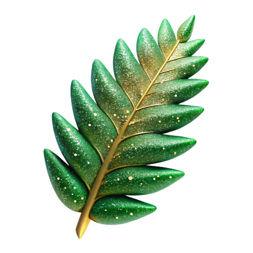 serene vintage Green Fern Leaf Delicate Texture Cutout png