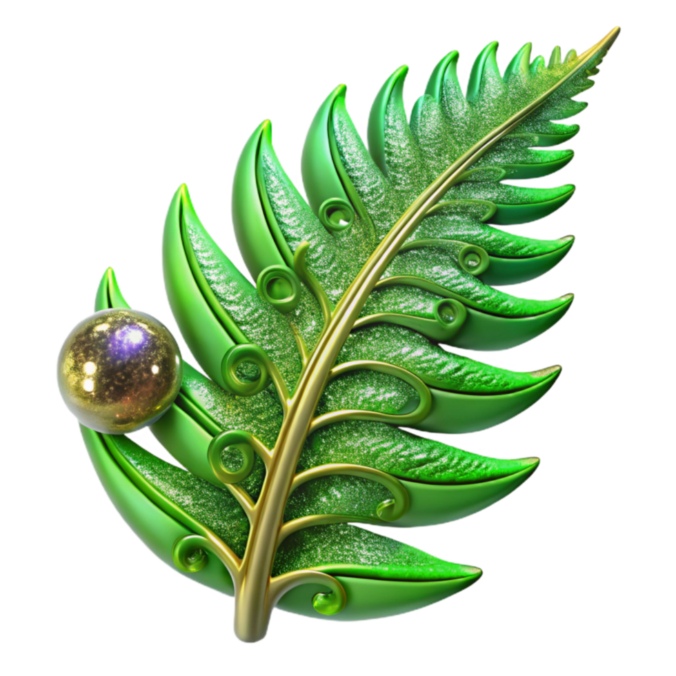 serene artistic Green Fern Leaf Unfurling Cutout Transparent Background png