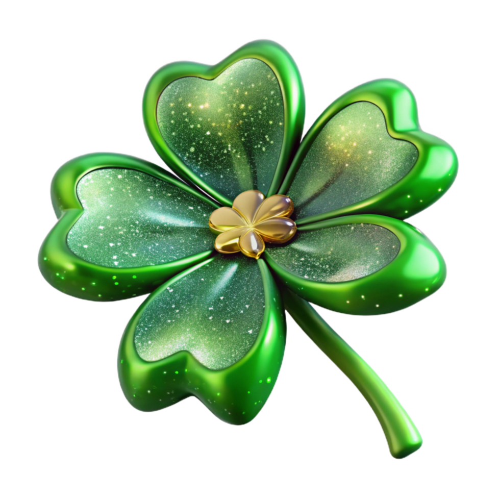 elegant classic Green Four Leaf Clover Cutout Transparent Background premium png