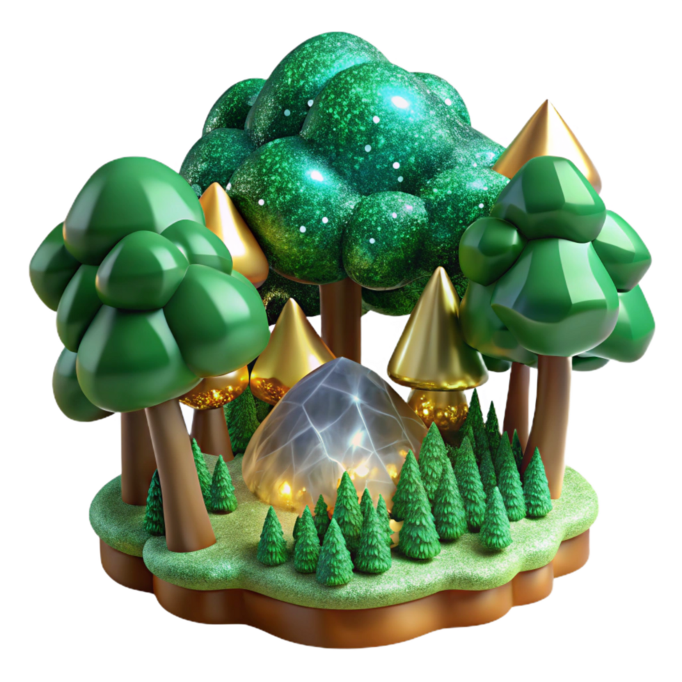 serene minimalist Green Forest Canopy Top View Transparent Background original png