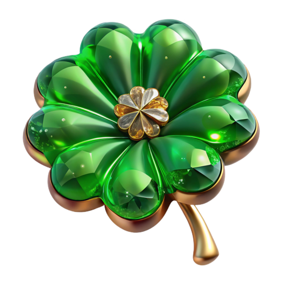 beautiful contemporary Green Four Leaf Clover Cutout Transparent Background detailed png