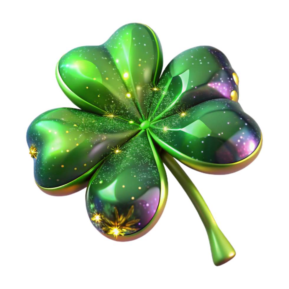 elegant contemporary Green Four Leaf Clover Cutout Transparent Background authentic png