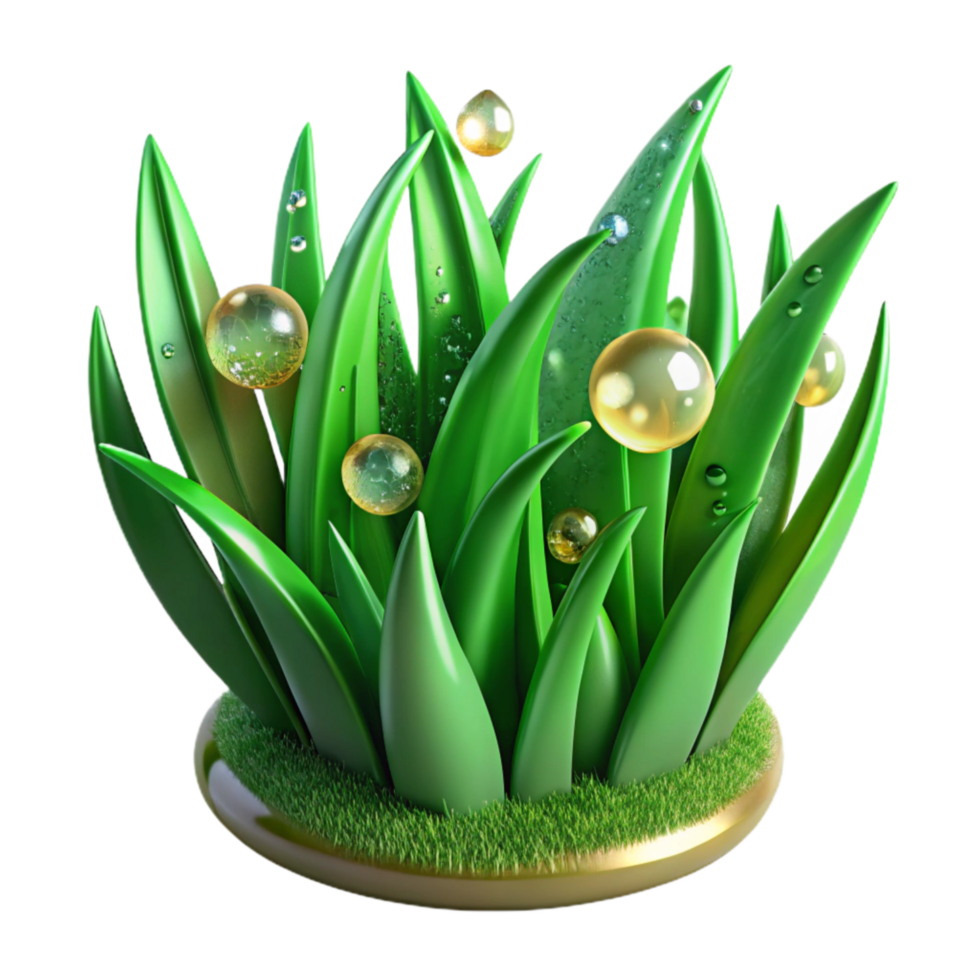 wonderful artistic Green Grass Blades Dew Drops Transparent Background exclusive png