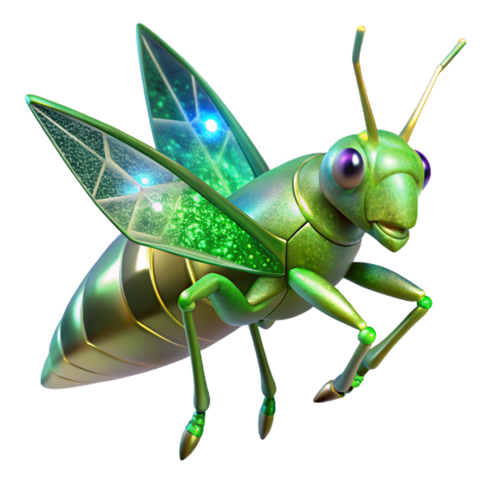 elegant minimalist Green Grasshopper Jumping Isolated Transparent Background high resolution png