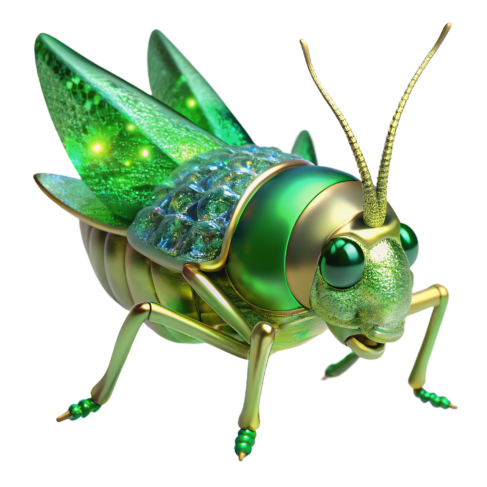dramatic minimalist Green Grasshopper Jumping Isolated Transparent Background png
