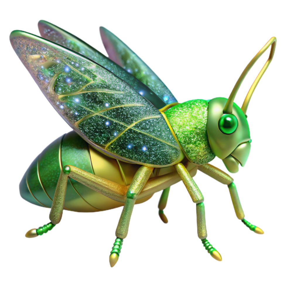 serene minimalist Green Grasshopper Insect Side Profile Transparent Background professional png