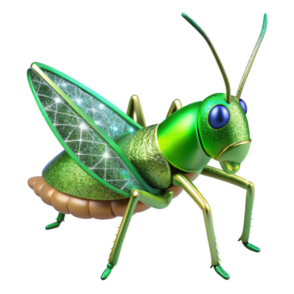 elegant artistic Green Grasshopper Side View Cutout professional png