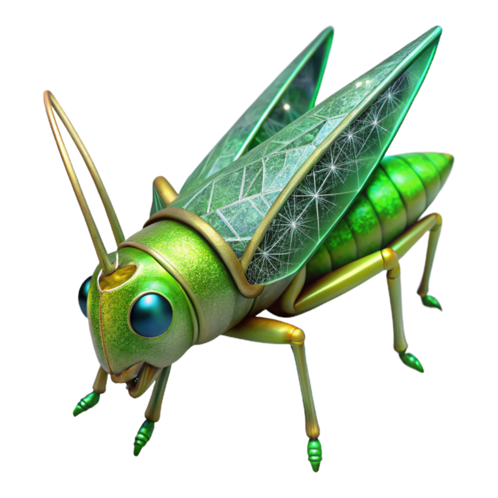 vibrant minimalist Green Grasshopper Side View Cutout detailed png