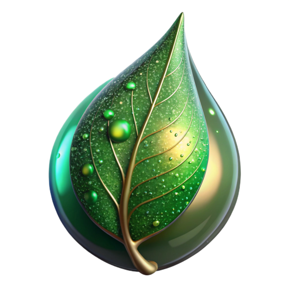 elegant artistic Green Leaf Close Up Transparent Background authentic png