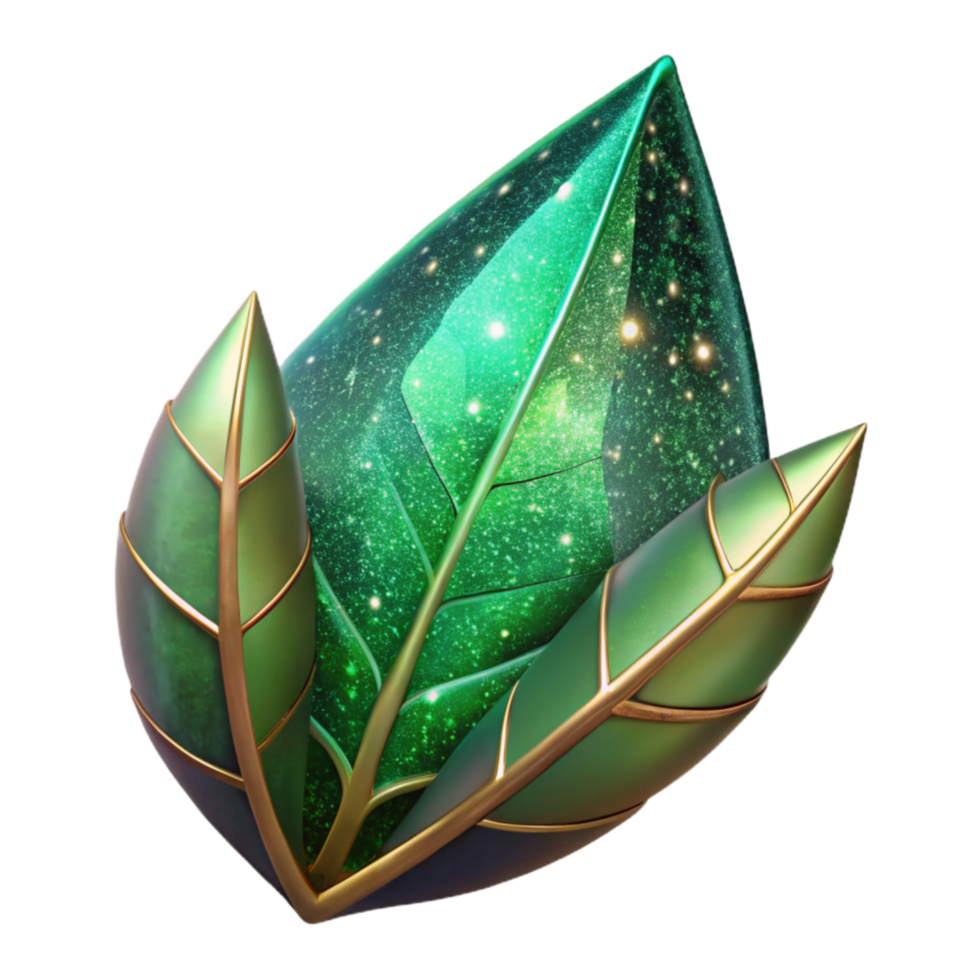 vibrant minimalist Green Leaf Side View with Transparent Background original png