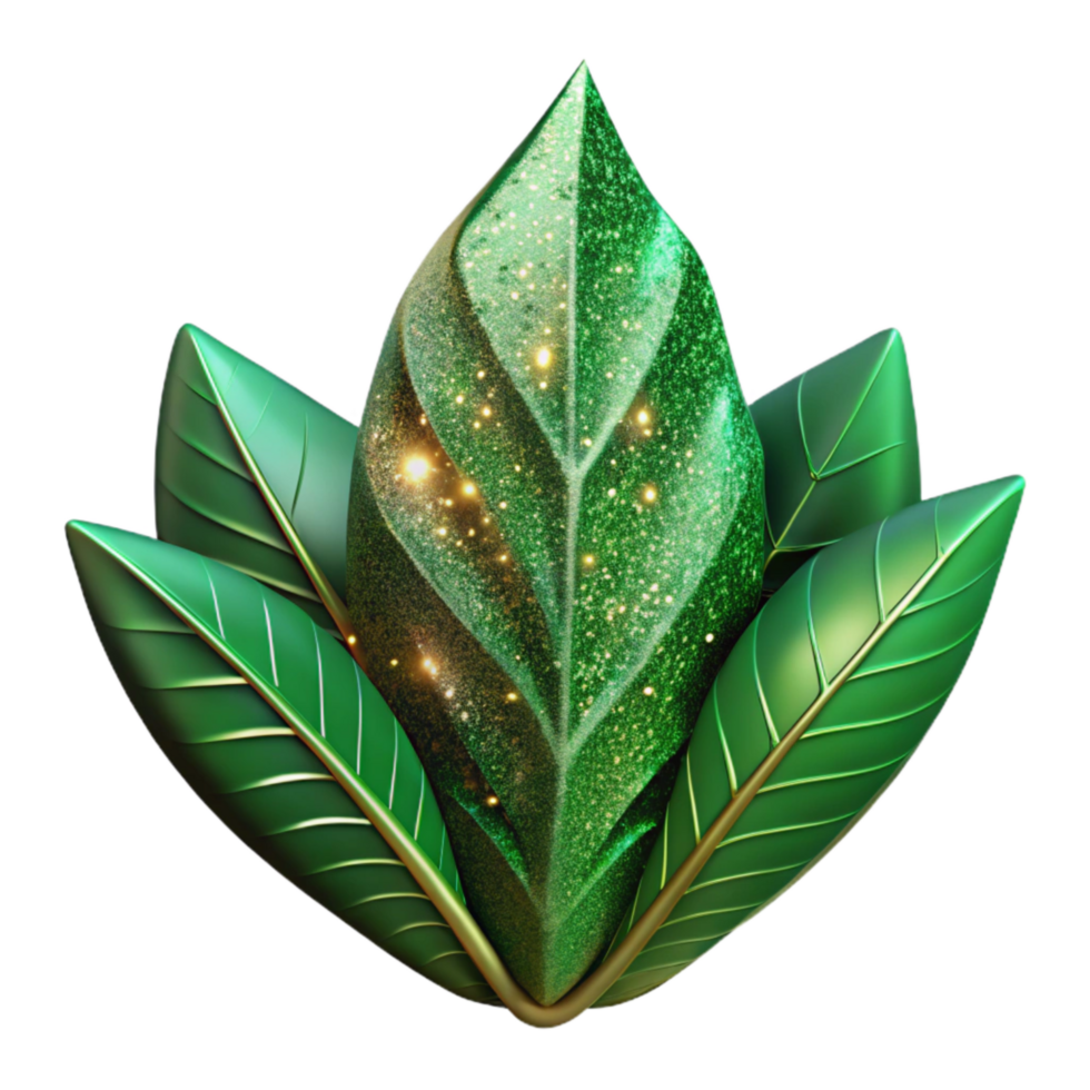 beautiful vintage Green Leaf Side View with Transparent Background detailed png